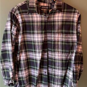 Lands' End Men's Casual Plaid Shirt - Green and Black